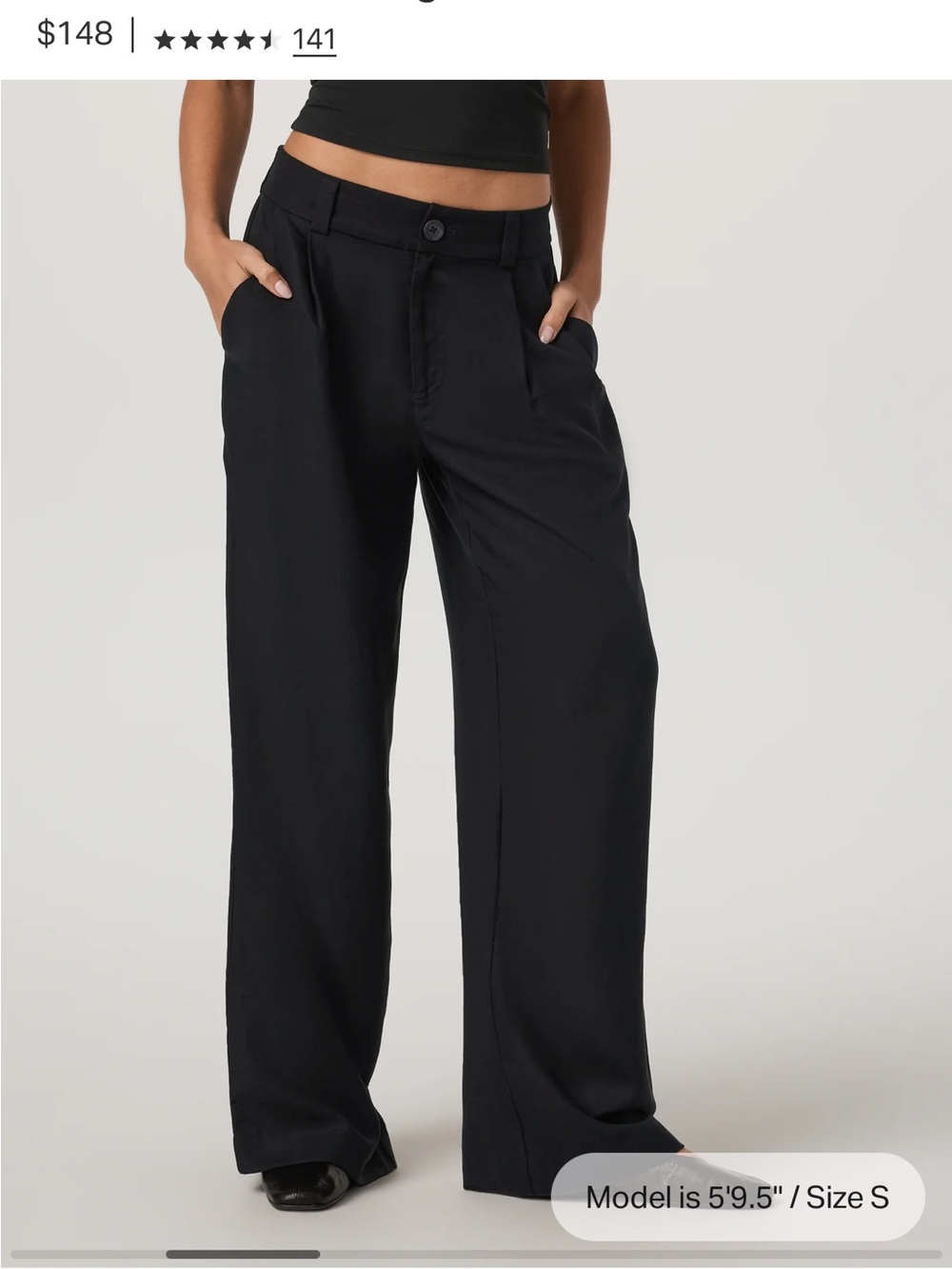 Vuori Black Tresles Wide-Leg High-Rise Pants